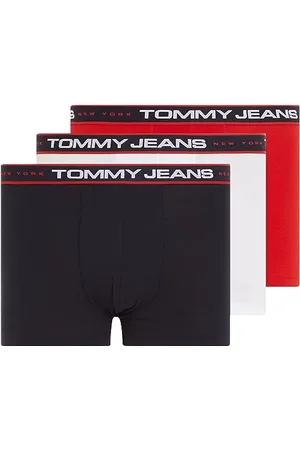 Tommy Hilfiger Tommy Jeans Herren 3er Pack Boxershorts Trunks Unterwäsche, Mehrfarbig (Deep Crimson/ White/ Desert Sky), S