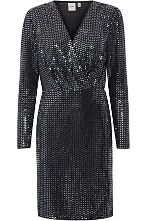 Ichi IHPORTER DR Damen Freizeitkleid Kleid Minikleid Pailletten V-Ausschnitt Slim-Fit, Größe:XS, Farbe: