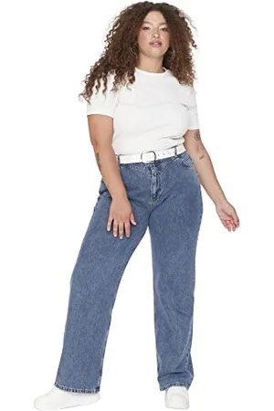 Trendyol Damen Tbbaw23cj0001/Koyu Mavi Jeans, Dunkelblau, 44 EU