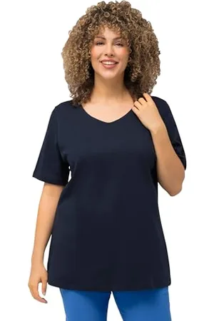 Ulla Popken Damen, große Größen, Shirt, doppellagig, Slim, Rundhals, Halbarm