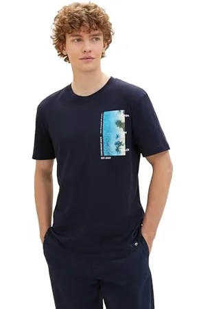 TOM TAILOR Herren Basic T-Shirt mit sommerlichem Print, , S