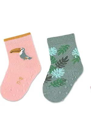 Sterntaler Baby Mädchen Krabbelsocken ABS-Krabbelsöckchen Doppelpack Kakadu - Krabbelsocken - mit Anti-Rutsch Sohle - rosa, 18