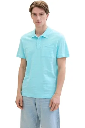 TOM TAILOR Herren Basic Poloshirt mit Struktur, caribbean turquoise, L