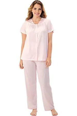 Exquisite Form Damen Coloratura 90807 Pyjama-Set mit kurzen Ärmeln, Übergröße Pyjamaset, Pink Champagner, XL Größen