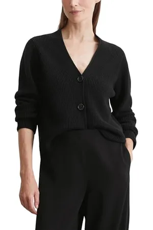 Marc O’ Polo Marc OߴPolo Damen Cardigan aus Bio-Baumwolle mit V-Ausschnitt, Schwarz (Black), XL