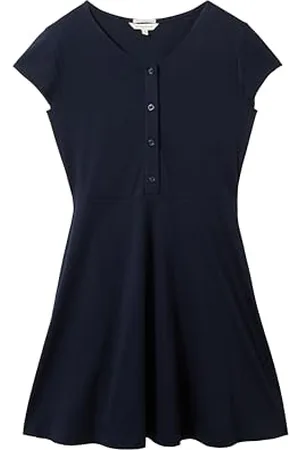 TOM TAILOR Mädchen Kinder Jerseykleid mit V-Ausschnitt, sky captain blue, 152