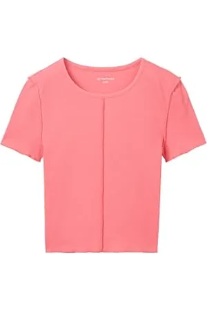 TOM TAILOR Mädchen Kinder Basic T-Shirt mit Rippstruktur & Ziernaht, , 176