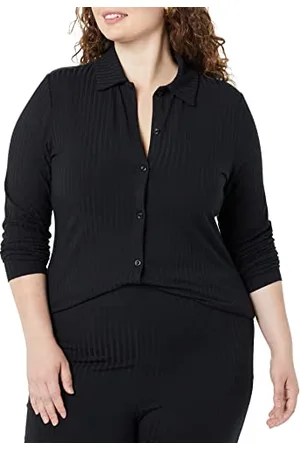 Amazon Damen Weitgerippter, langärmeliger Cardigan mit Knopf-Kragen (Früher Daily Ritual), , XXL