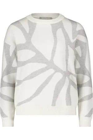 Betty & Co Damen Strickpullover mit Jacquard /Grau,36