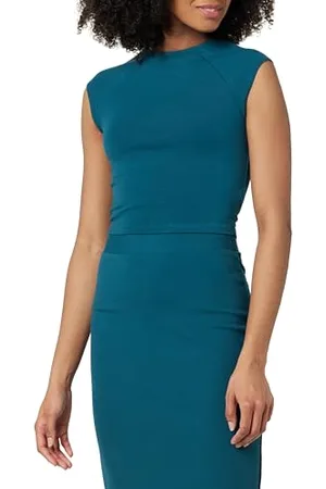 THE DROP Eloisa Cap Sleeve Crop Top, , L