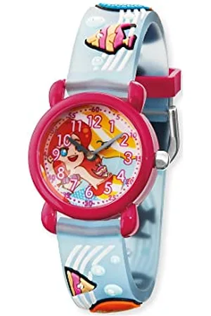 HERZENGEL Mädchen Analog Quarz Uhr mit Kunststoff Armband HEWA-Mermaid