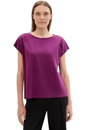 TOM TAILOR Damen Blusen-Shirt mit Ausschnitt-Detail am Rücken, dark orchid, XXS
