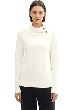 TOM TAILOR Damen Rollkragenpullover mit Knöpfen, , S