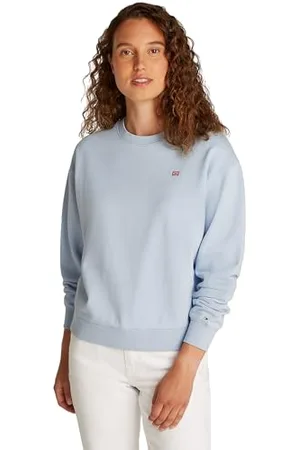 Tommy Hilfiger Damen Sweatshirt Contrast Flag Regular Fit, Blau (Breezy Blue), XL