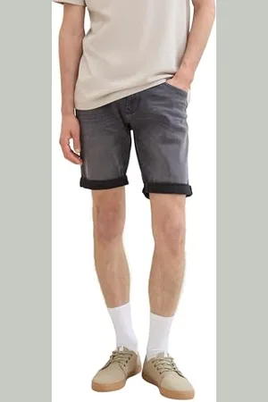 TOM TAILOR Herren Jeans Bermuda Shorts mit Stretch, used mid stone grey denim, XL