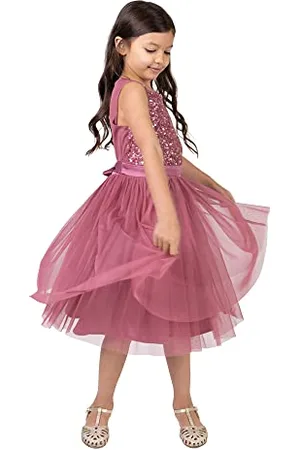 Maya Deluxe Mädchen^Mädchen Paillettenverziertes Hochzeit und Geburtstag Festlich mit Bandschleife Brautjungfernkleid Kleid, , 7 Years
