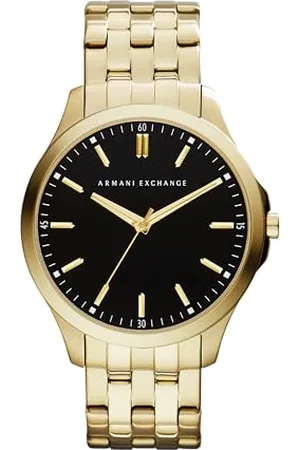 Armani Exchange Uhr für Herren , Dreizeigeruhrwerk, 45mm GoldEdelstahlgehäuse mit Edelstahlarmband, AX2145