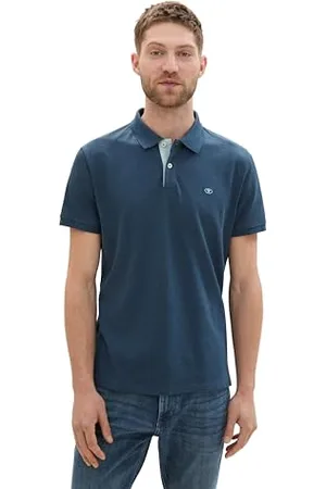 TOM TAILOR Herren Basic Piqué Poloshirt, nighttime blue white melange, M