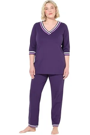 Ulla Popken Damen Pyjama, Sporty Pyjamaset, , 42-44