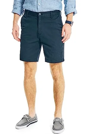 Nautica Herren Classic Fit Flat Front Stretch Solid Chino Deck Legere Shorts, Blau , 35W