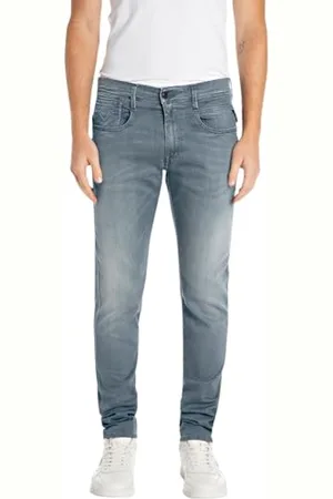 Replay Herren Jeans Anbass Slim-Fit Hyperflex mit Stretch, Grau , 36W / 32L