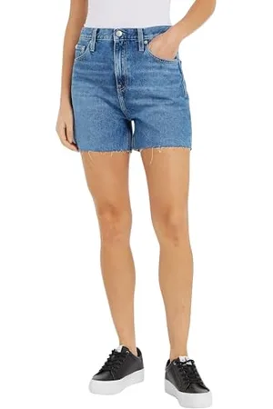 Calvin Klein Jeans Damen Jeans Shorts Mom Fit High Waist, Blau (Denim Medium), 28W