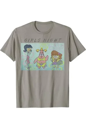 Spongebob Frauen T-Shirt SpongeBob Schwammkopf Patrick und Thaddäus Frauenabend S Classic Fit Halbarm Klassisch Passform Rundhals-Ausschnitt Doppelt genähter Saum S