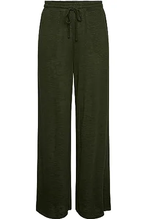 Pieces® Damen Hose Pcnollie Hw Pants Noos Karotte Mit weitem Bein Elastischer Bund Verstellbarer Kordelzug Seitentaschen Standardlänge XL