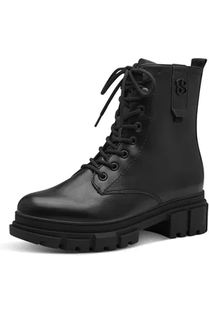 QS by s.Oliver Damen Stiefeletten ohne Absatz zum Schnüren Vegan, Schwarz (Black), 39 EU