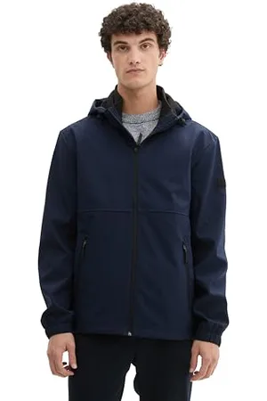 TOM TAILOR Herren 1042722 Sofshell-Jacke mit Kapuze, 10668-Sky Captain Blue, M