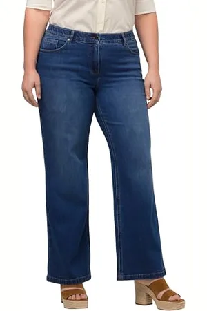 Ulla Popken Damen, große Größen, Marlenejeans Mary, weites Bein, Komfortbund, Biobaumwolle