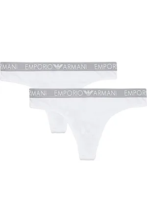 Emporio Armani Damen Bi-Pack Thong Iconic Cotton Unterwäsche, White, XL (2er
