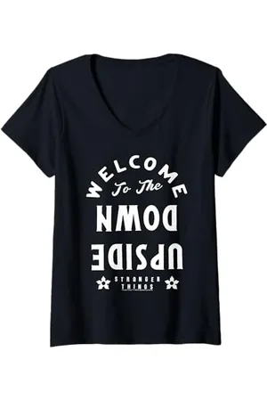 Stranger Things Damen Willkommen bei The Upside Down T-Shirt mit V-Ausschnitt