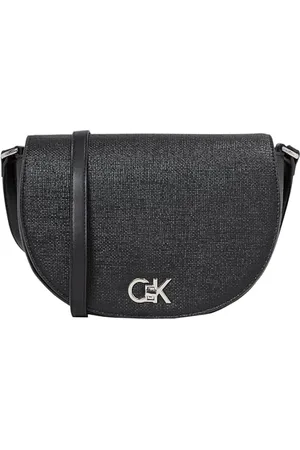 Calvin Klein Damen Crossbody Bag Tasche Saddle Bag mit Drehverschluss, Schwarz (Ck Black), Einheitsgröße