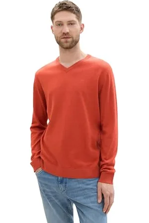 TOM TAILOR Herren Basic Pullover mit V-Ausschnitt aus Baumwolle, , XXXL