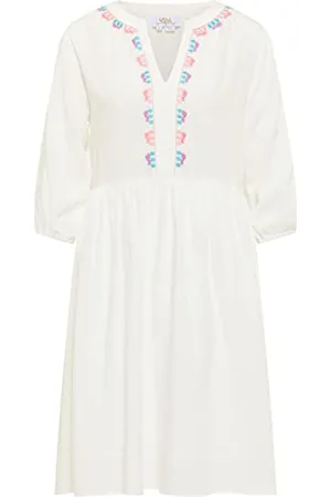 USHA Damen carnea Kleid, Weiss, M