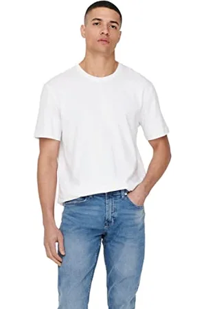 Only & Sons Herren Rundhals T-Shirt ONSMAX Life - Regular Fit XS S M L XL XXL, Größe:XL, Farbe:White 22025208