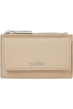 Calvin Klein Damen Kartenetui Must Flap Cardholder Mono mit Reißverschluss, Grau (Crockery), Einheitsgröße