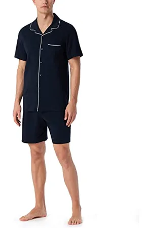 Schiesser Herren Schlafanzug Kurz Mit Knöpfen Wärmere Baumwolle - Fein Interlock Pyjamaset, , 60 Große Größen EU