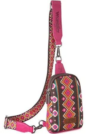 Wrangler Aztec Sling Bag Southwest Crossbody Bags Trendy Chest Bag, Knallpink (Hot Pink)