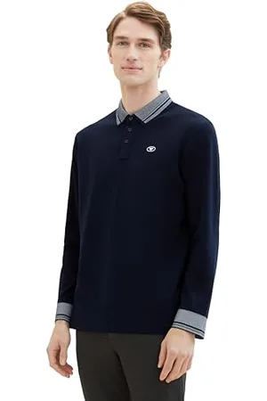 TOM TAILOR Herren Longsleeve Basic Piqué Poloshirt, , M