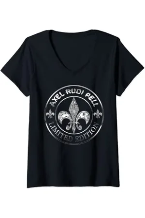 Axel Rudi Pell Damen Fleur Logo Chrom T-Shirt T-Shirt mit V-Ausschnitt