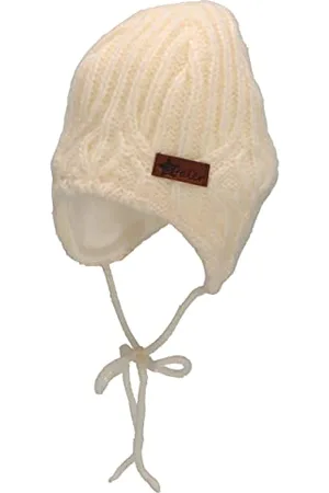 Sterntaler Baby Mädchen Strickmütze Baby Strickmütze Blattmuster Mütze - Baby Strickmütze - aus Strick mit Ohrenklappen und Bindeband - beige, 41