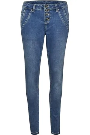 Cream Jeans CRSandy Damen Jeans mit Knopfleiste Curved Fit Casual Damenjeans Boyfriend Denim Hose 27