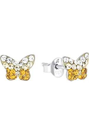 Amor Ohrstecker 925 Sterling Silber Mädchen Kinder Ohrschmuck, mit Preciosa, 0,6 cm, Silber, Schmetterling, Kommt in Schmuck Geschenk Box, 2036780
