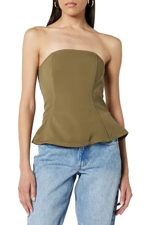 THE DROP Alejandra Strapless Corset Crop Top, , S