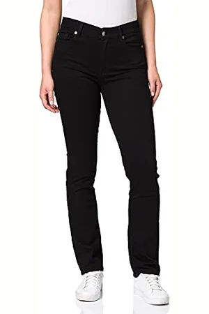 7 for all Mankind Damen The Straight Rinsed Black Jeans, Black, 24W 30L EU