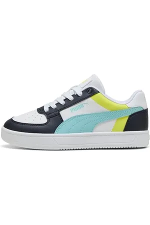 PUMA CAVEN 2.0 Block JR Sneaker, White-Safe Lake-New Navy, 39 EU