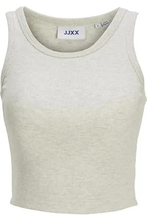 JJXX Damen JXFALLON STR SL Rib JRS NOOS Top, Oatmeal/Detail:Melange, Large