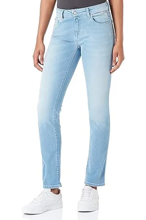 Replay Damen Jeans Faaby Slim-Fit Bio, (Blau), 24W / 30L